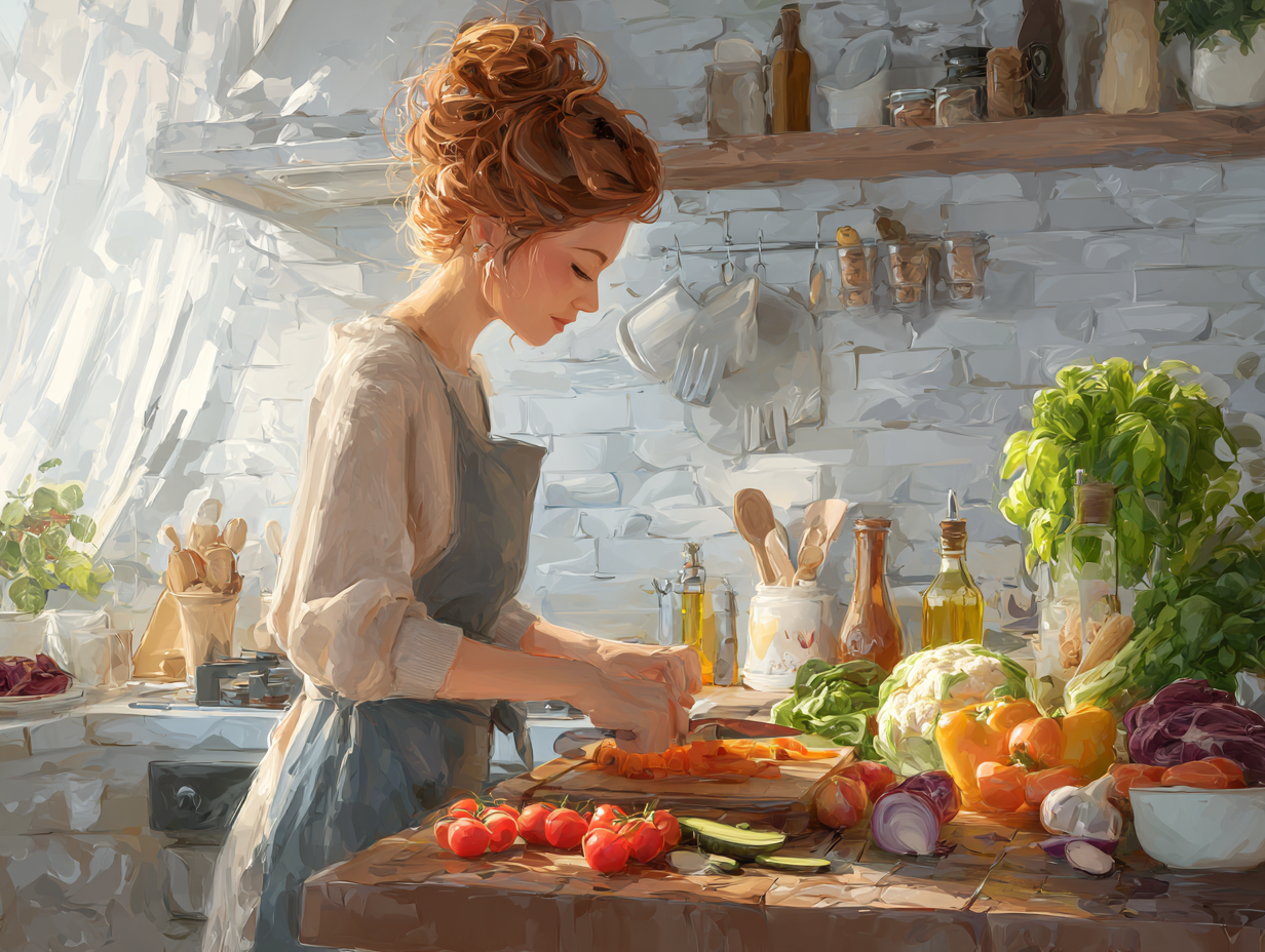 Різні люди готують разом здорову їжу